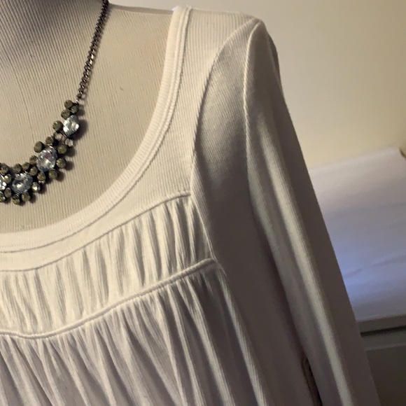 Free People white scoop neck long sleeve ribbed swing tunic length top, small - Picture 6 of 12